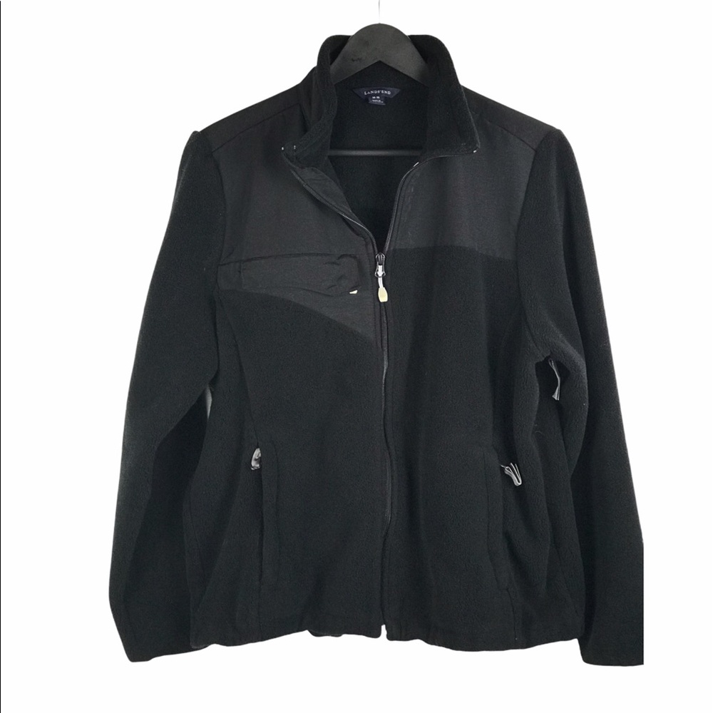 Lands’ End Black Fleece Jacket Large